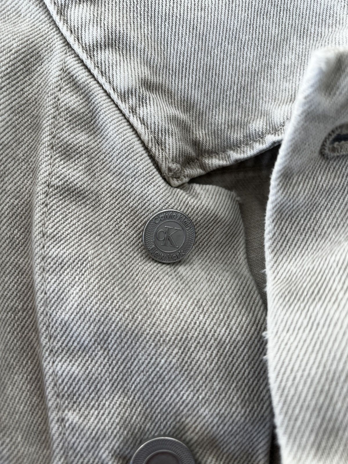 Calvin Klein Grey/Beige washed Denim Jacket Size US L / EU 52-54 / 3 - 8 Thumbnail