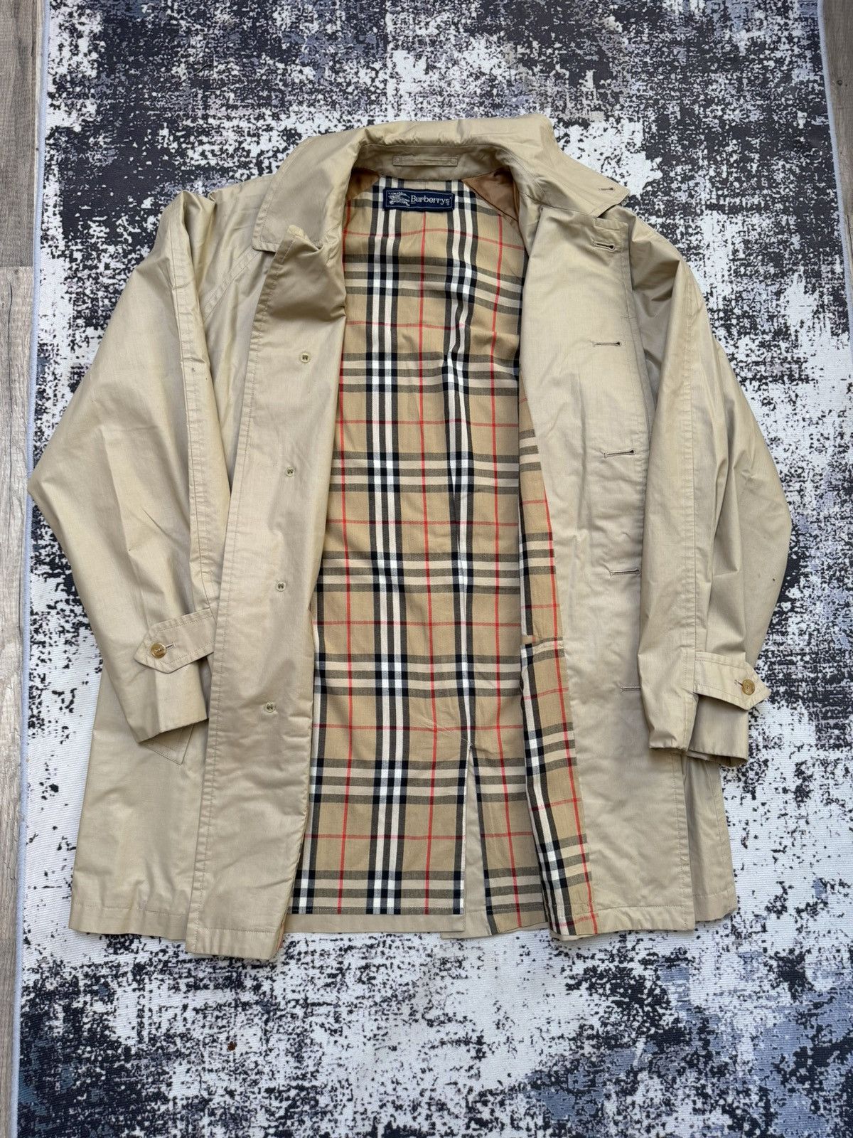 Burberry × Vintage Vintage BURBERRY Full Pattern Nova Check Trench coat Jacket Size US M / EU 48-50 / 2 - 3 Thumbnail