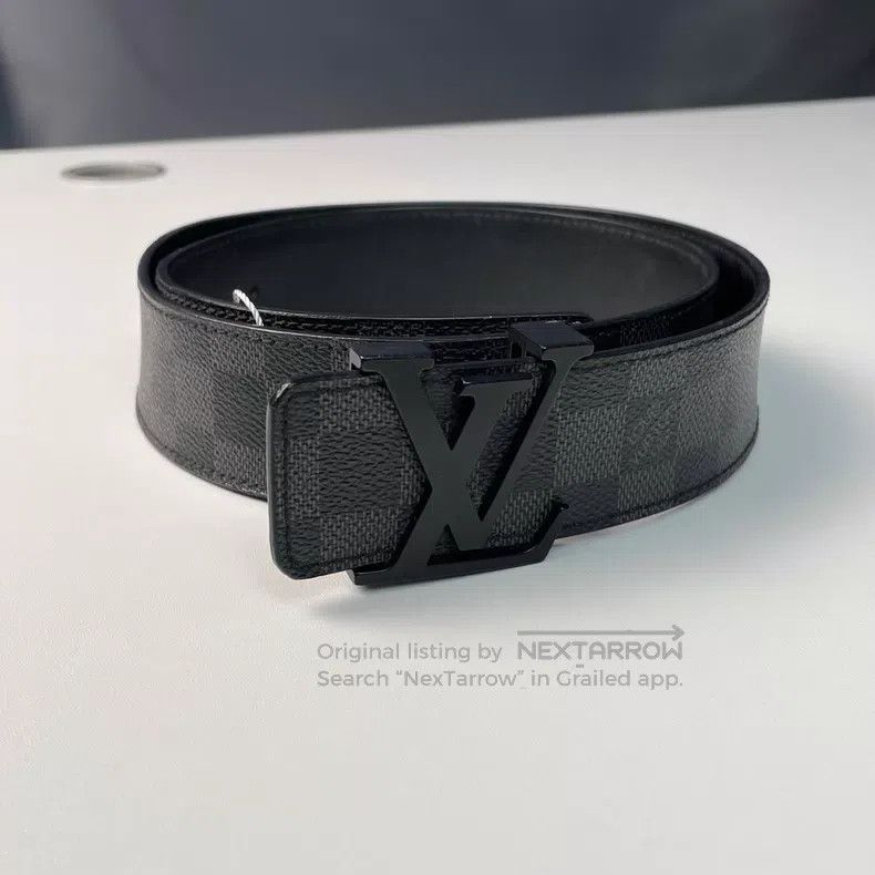 Louis Vuitton Louis Vuitton Black Checkerboard Letter Leather Belt Size ONE SIZE - 1 Thumbnail