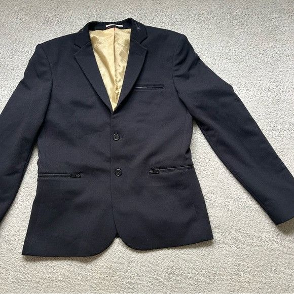 RNT23 Ron Tomson RNT23 Men’s Black Sport Coat Blazer Jacket Zipper Size 40R - 3 Thumbnail
