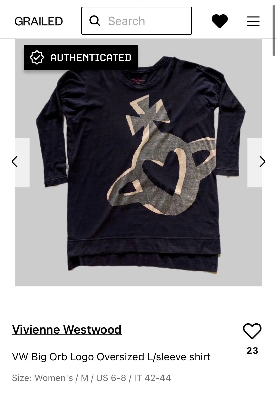 Vivienne Westwood VW Big Orb Logo Oversized L/sleeve shirt Size M / US 6-8 / IT 42-44 - 2 Thumbnail