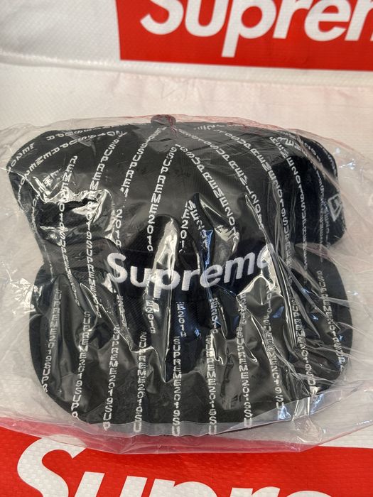 Supreme Supreme Text Stripe New Era Cap BLACK HAT SIZE 7 1/8 | Grailed