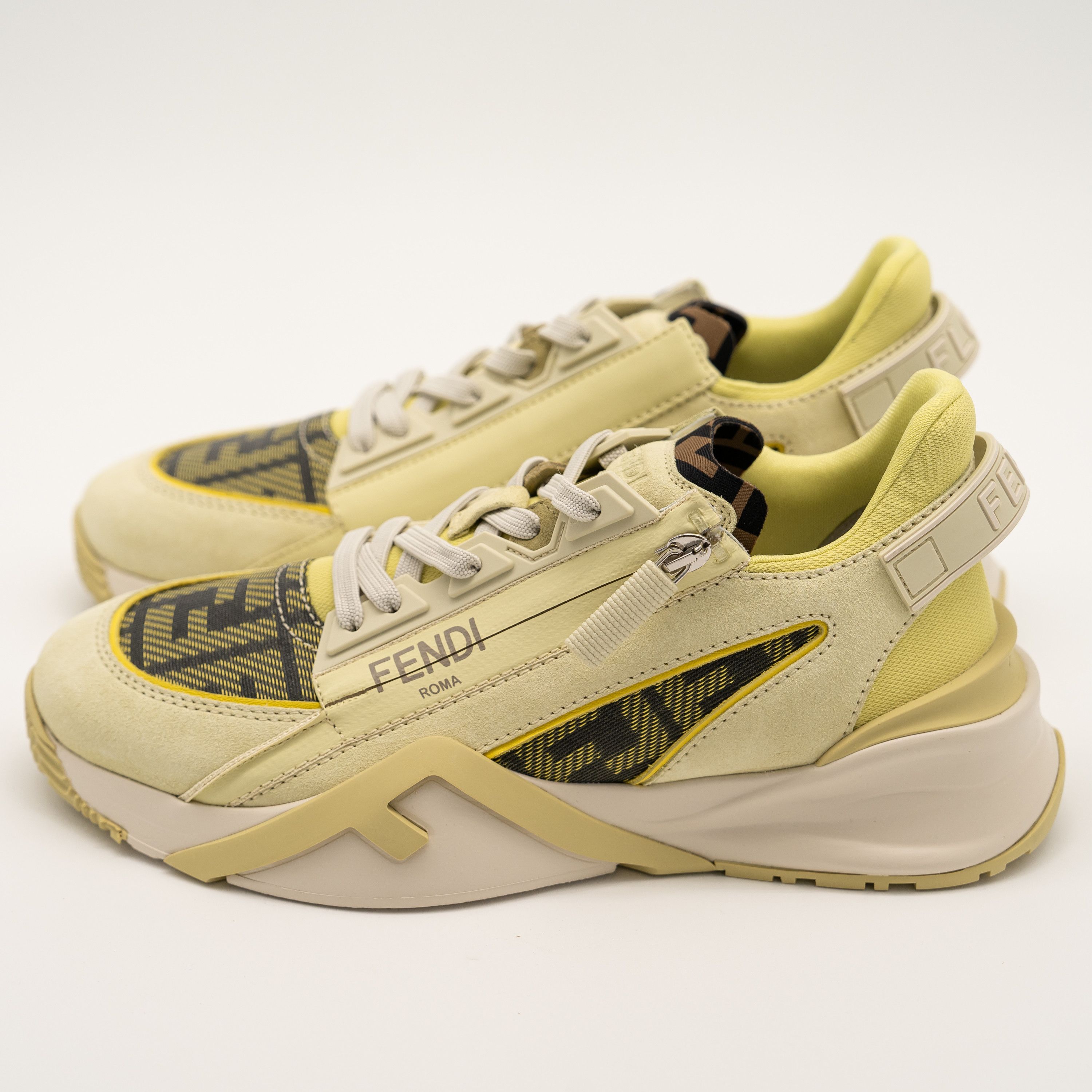 Fendi 38 eu 8 us Fendi Flow Sneakers Runner Yellow Green FF logo Size US 8 / IT 38 - 4 Thumbnail