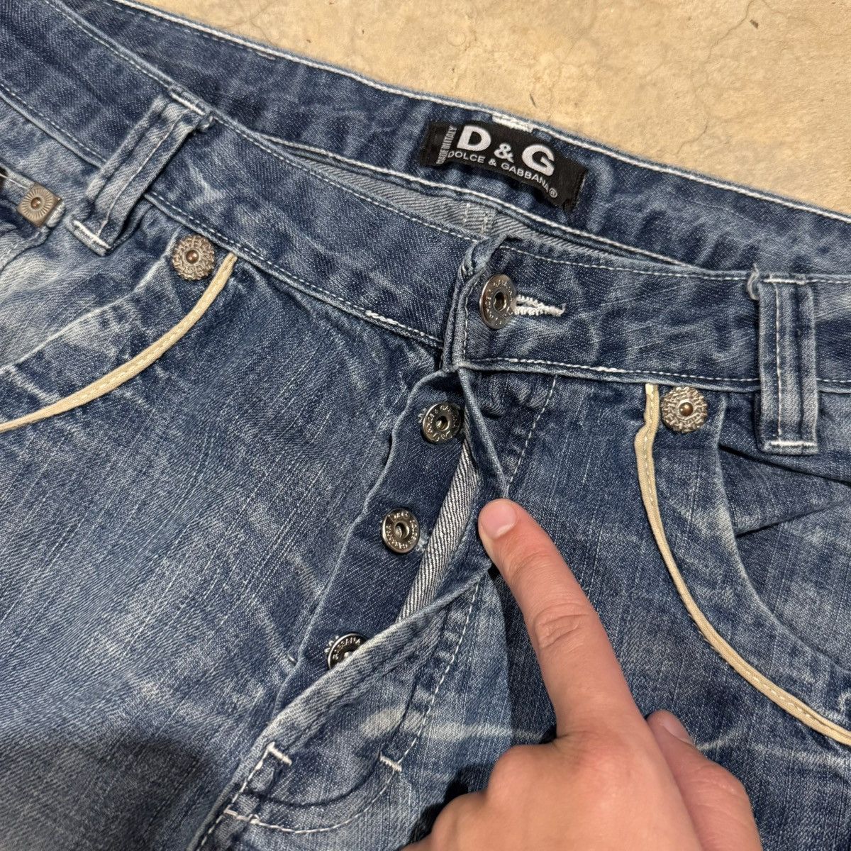 Dolce & Gabbana Vtg 2000s Dolce & Gabbana Faded Baggy Denim Grunge ERD Y2K Size US 34 / EU 50 - 7 Thumbnail