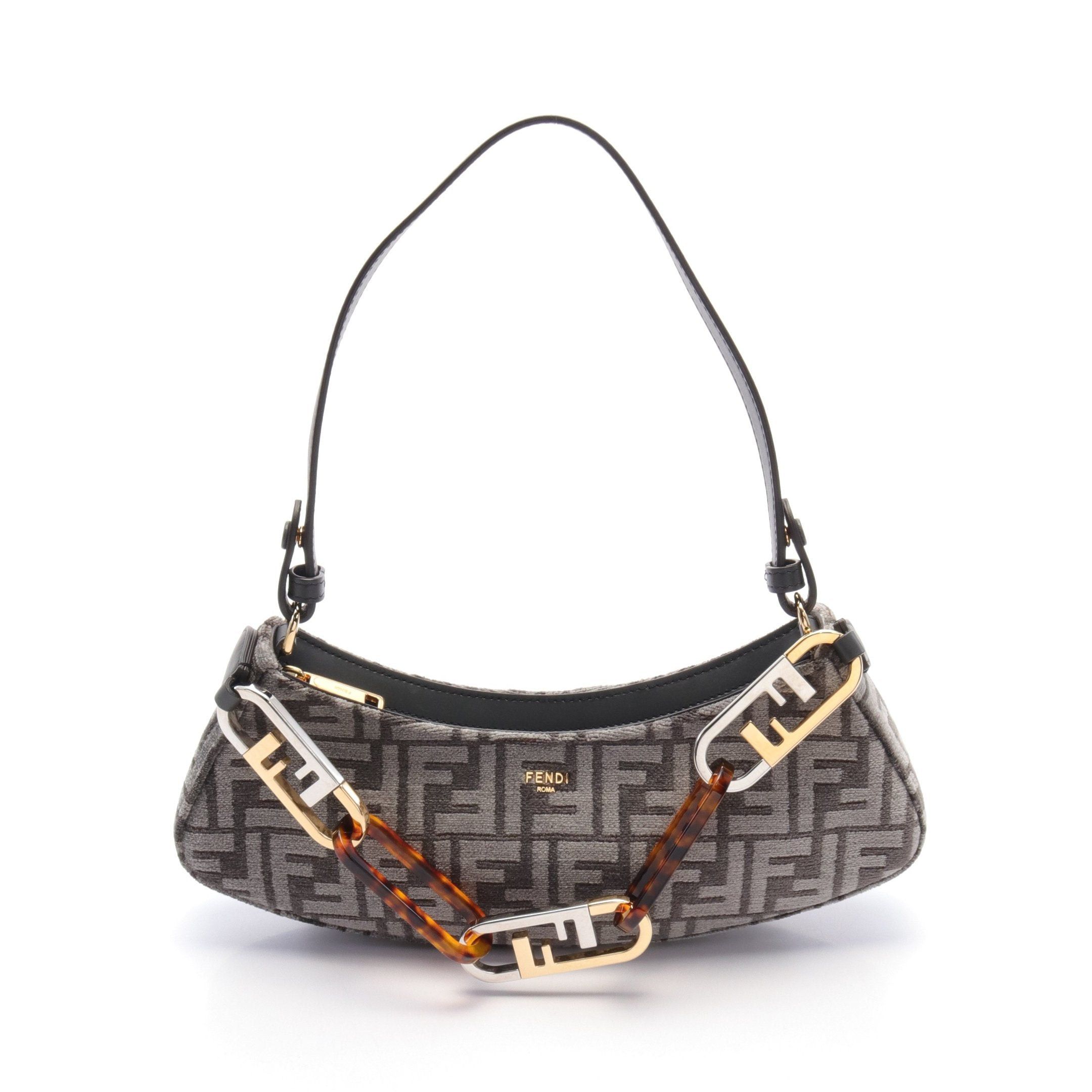 Fendi Fendi O'Lock Swing Hobo Ff Logo Shoulder Bag Jacquard Gray Size ONE SIZE - 1 Thumbnail