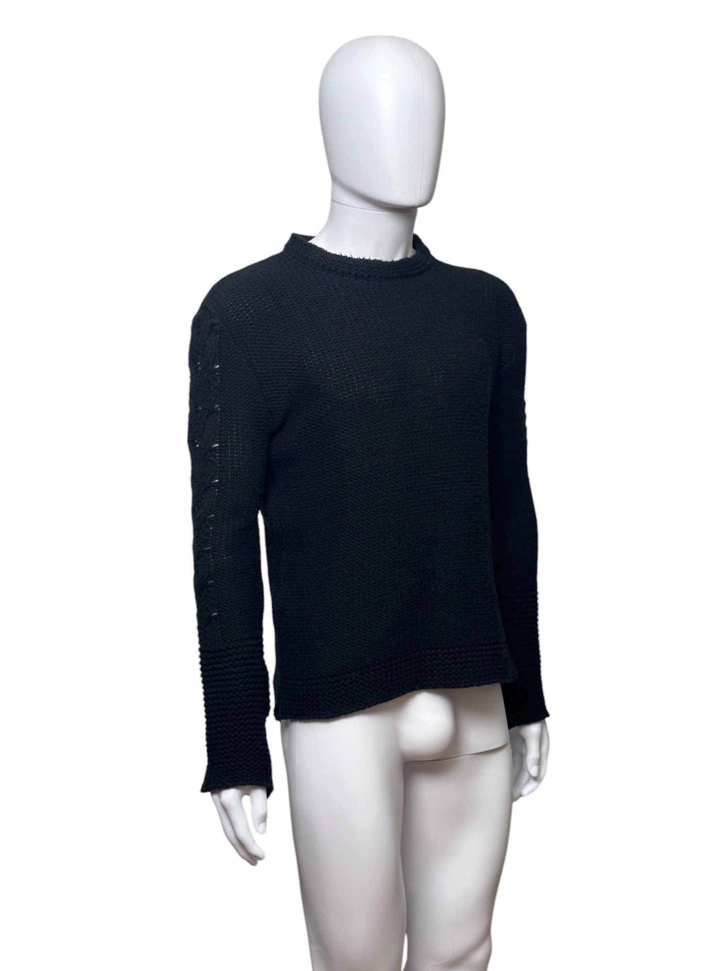 Just Cavalli Python Sleeve Wool Black Sweater Size US L / EU 52-54 / 3 - 3 Thumbnail
