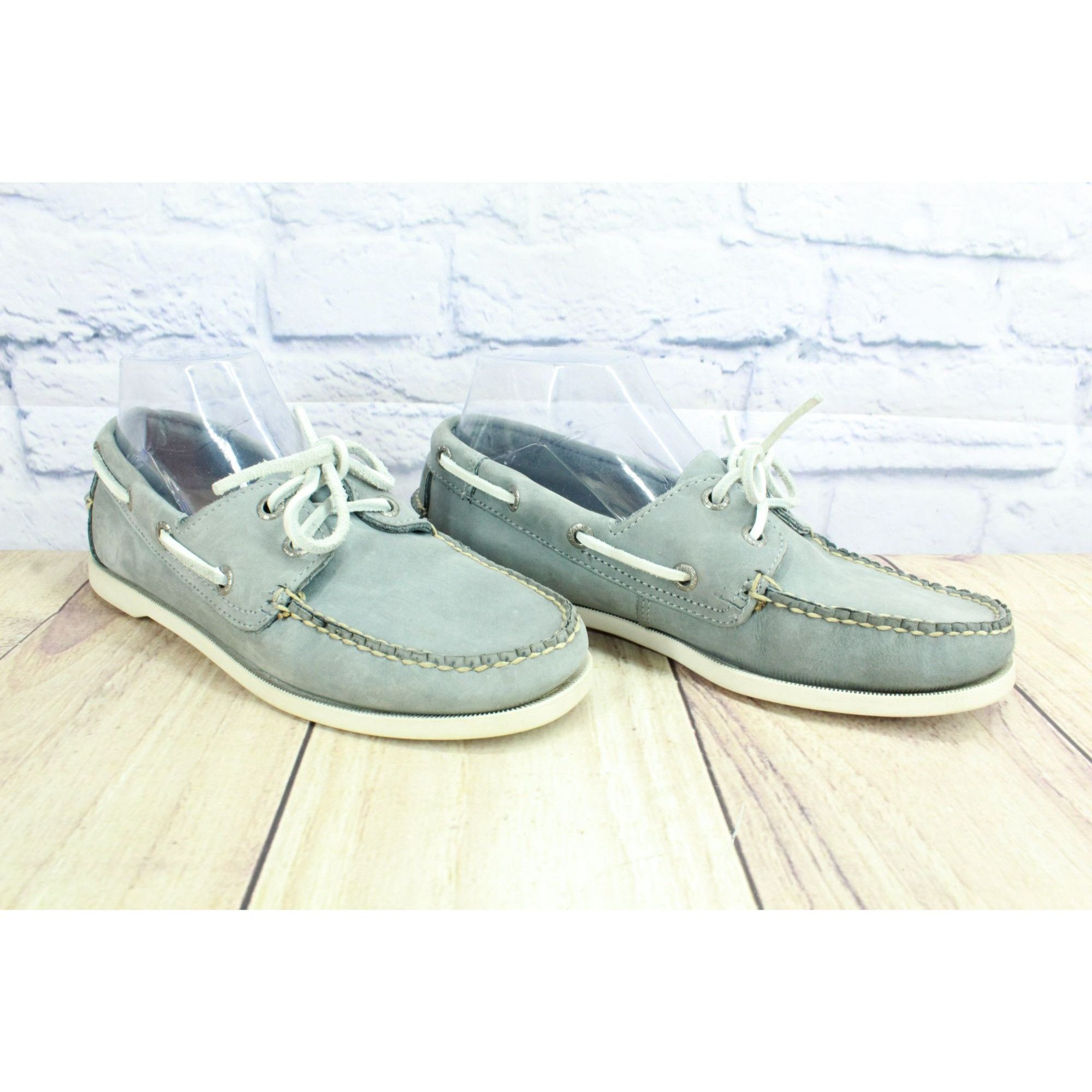 L.L. Bean LL Bean Light Blue Leather Slip-On Boat Loafers Size US 7.5 / EU 40-41 - 2 Thumbnail