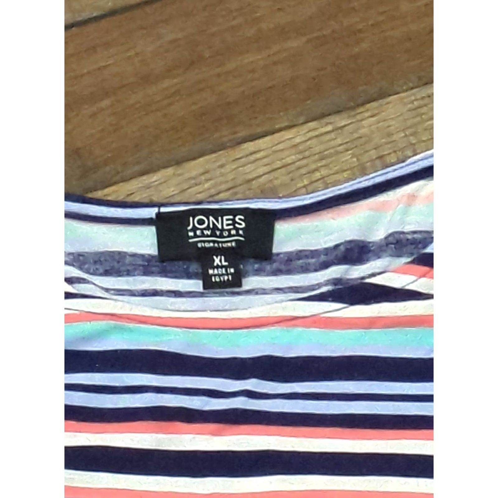 Jones New York Jones New York Signature Womens Striped Cold Shoulder Knit Top XL Crew Neck Short Sleeve Blouse Multicolor Knit Size XL / US 12-14 / IT 48-50 - 4 Thumbnail