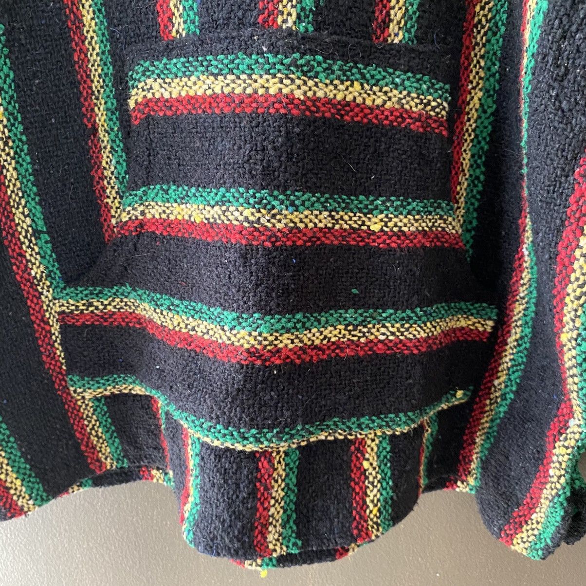 Vintage Black Baja Hoodie with Red, Green & Yellow Stripes Size US XL / EU 56 / 4 - 11 Thumbnail