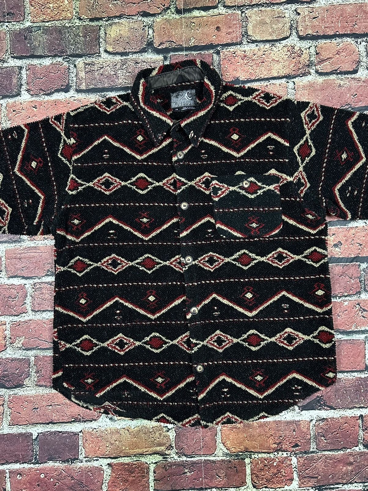 Vintage Tsunami Aztec Fleece Button Up Shirt Shacket Winter Ski Size US L / EU 52-54 / 3 - 2 Thumbnail