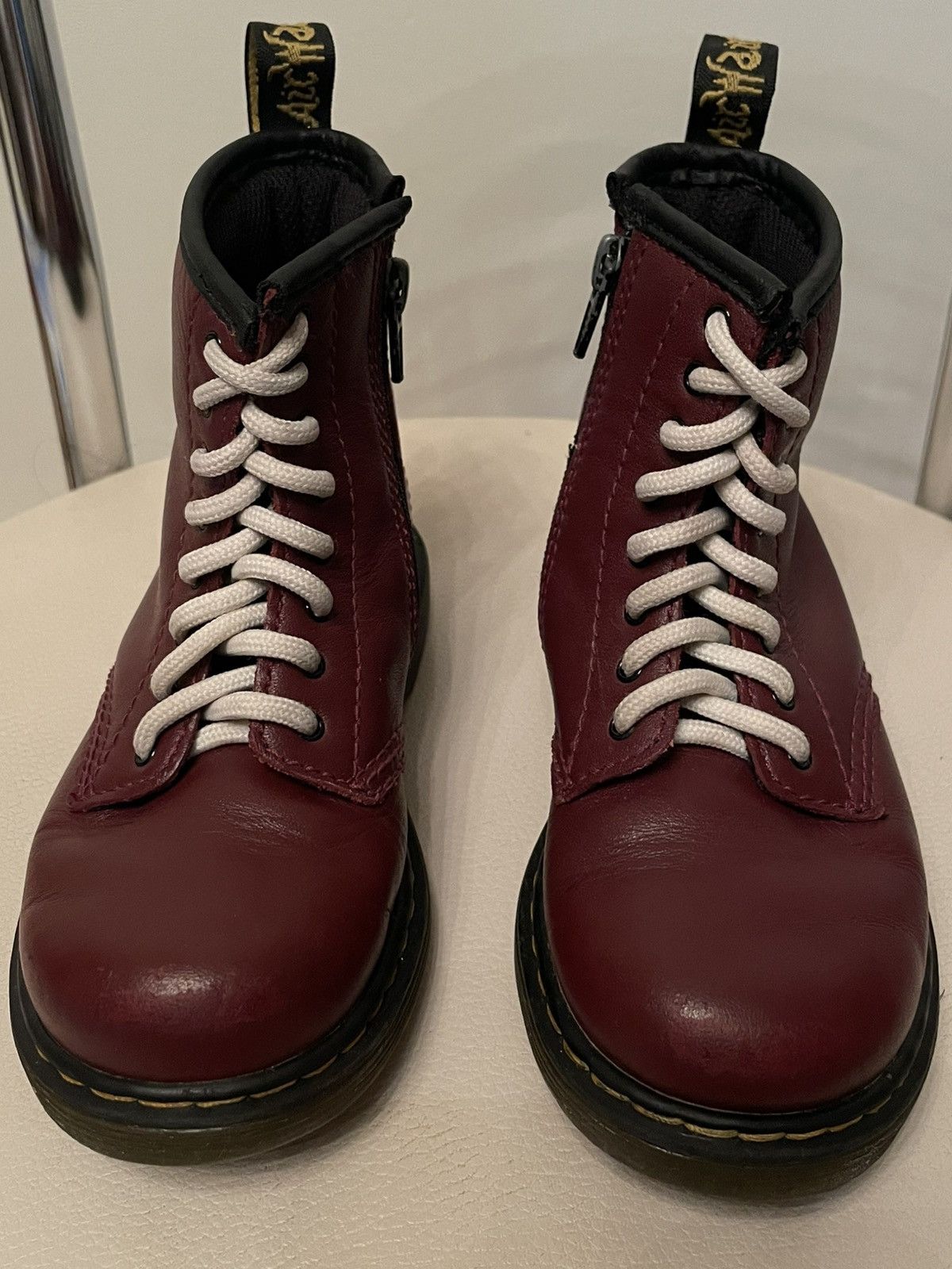 Children of the discordance × Dr. Martens × Red Wing Unisex DR.MARTENS Brooklee 1460 Leather Cherry Zip High-Top Boots Kids UK9 US 10 Size US 4 / IT 34 - 20 Thumbnail