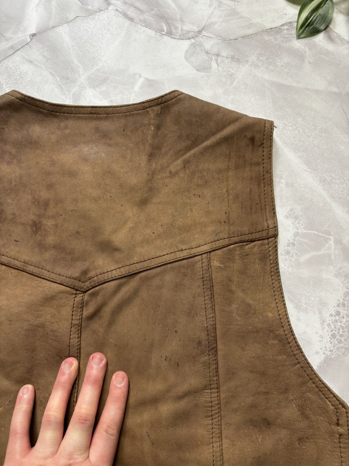 Cowboy Equipment Santa Fe Leather Vest Western Cowboy Distressed Patina L Size L / US 10 / IT 46 - 10 Thumbnail