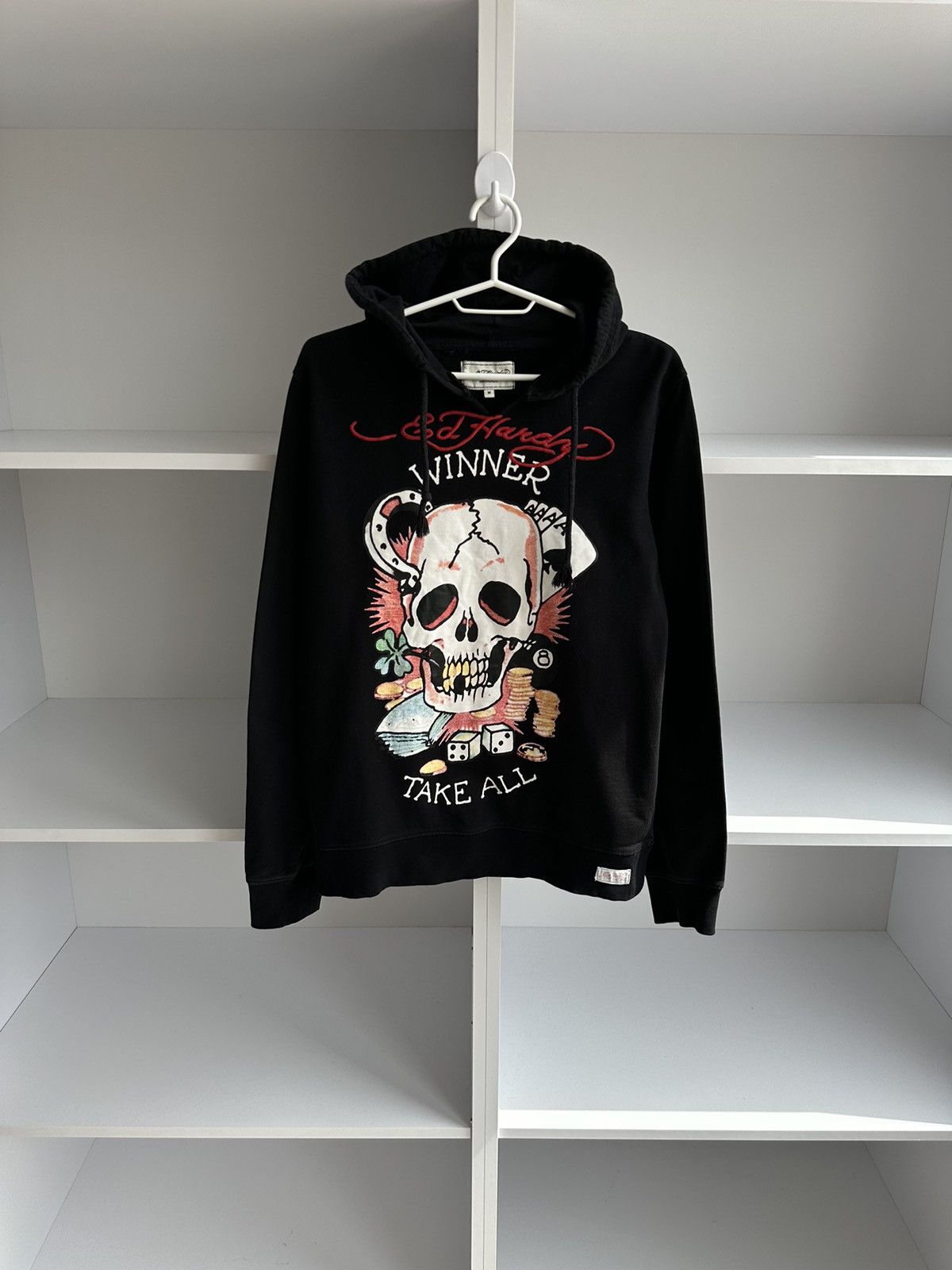 image of Christian Audigier x Ed Hardy Vintage Ed Hardy Winner Take All Hoodie in Black, Men's (Size Small)