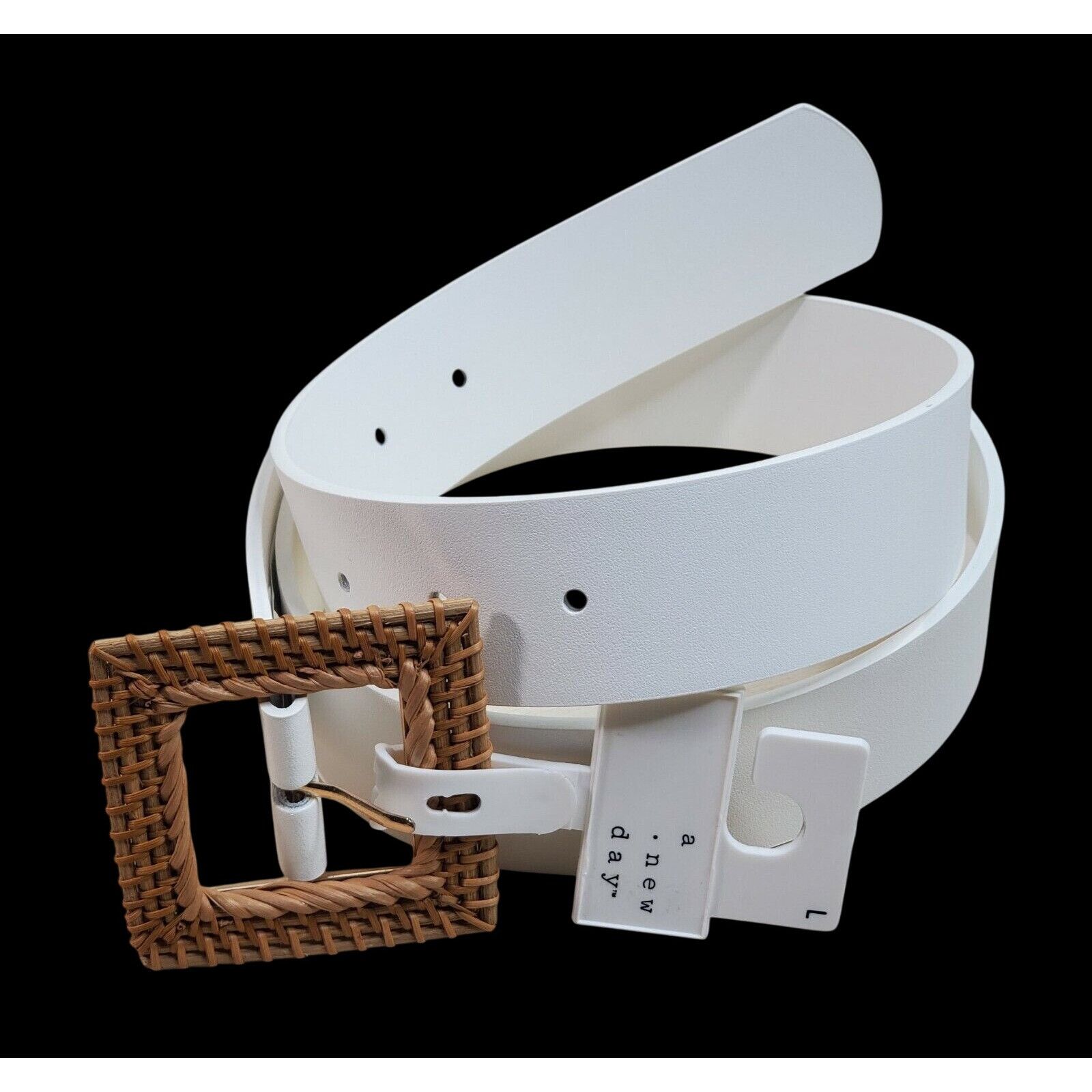 Other White Bonded Leather Belt With Woven Buckle By A New Day - S Size ONE SIZE - 10 Thumbnail
