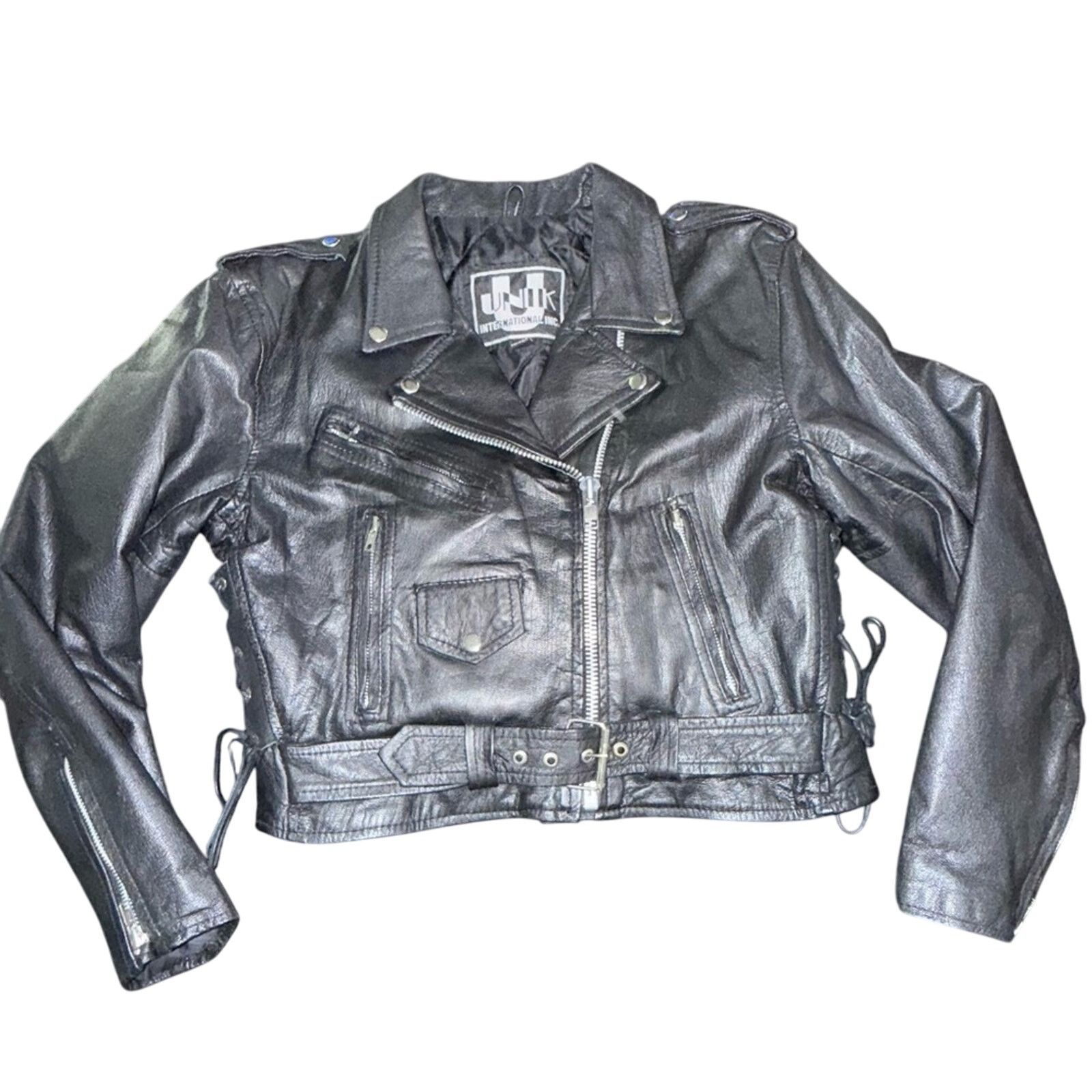 Vintage UNIC INTERNATIONAL BLACK THICK QUALITY BIKER MOTORCYCLE XL Size XL / US 12-14 / IT 48-50 - 1 Thumbnail