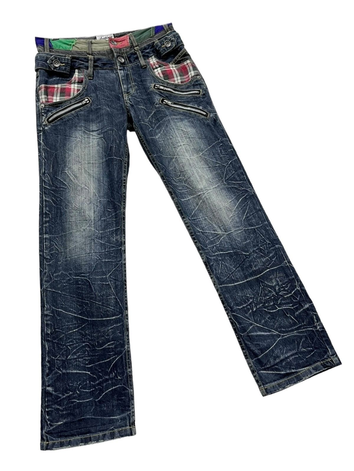 Japanese Brand 🔥PATINA Punk Tartan Double Waist Bondage Zippers Denim Size US 30 / EU 46 - 9 Thumbnail