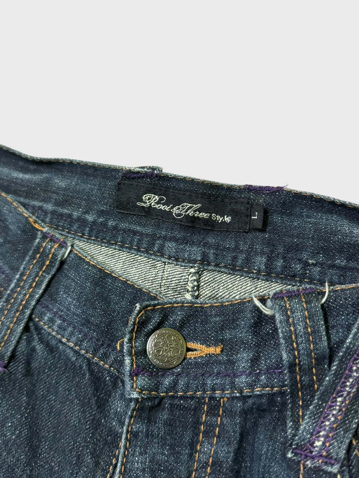Japanese Brand Root Three Japan Muddy Wash Flared Denim Pants Size US 33 - 9 Thumbnail