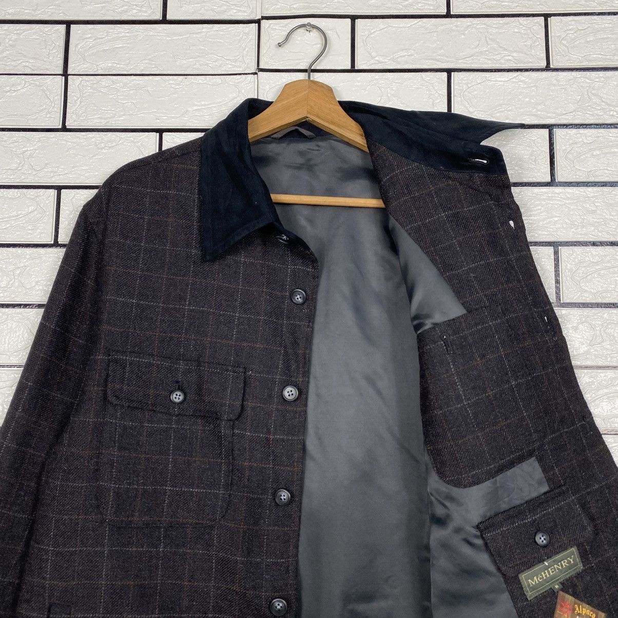 Japanese Brand Vintage Shawl Collar Jacket Tartan Mc Henry Pure Alpaca Wool Size US M / EU 48-50 / 2 - 13 Thumbnail