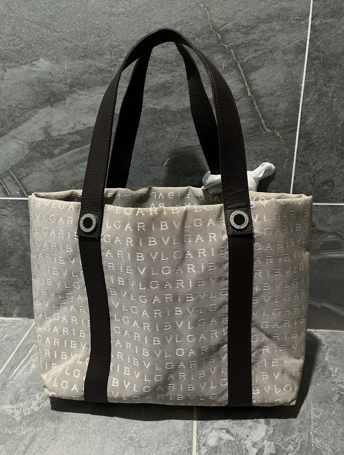 Bvlgari Vintage Bvlgari Logomania Canvas Leather Tote Bag Size ONE SIZE - 2 Thumbnail