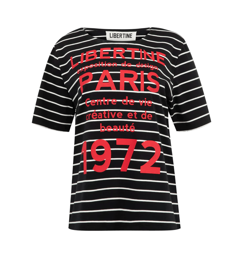 Libertine o1h1sh11225 1972 Paris Short Sleeve T Shirt in Black/White Size L / US 10 / IT 46 - 1 Thumbnail