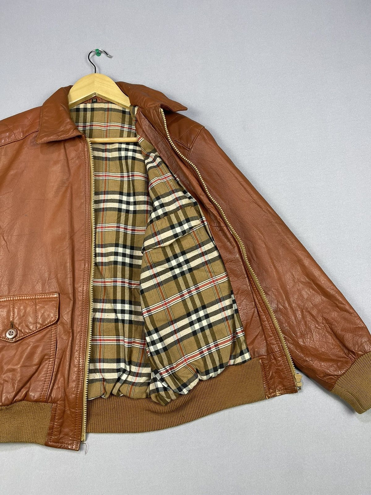 Japanese Brand VINTAGE LEATHER JACKET NOVA CHECK LINED Size US S / EU 44-46 / 1 - 3 Thumbnail