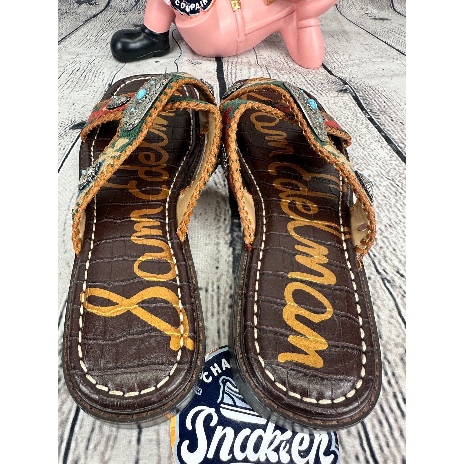 Sam Edelman Sam Edelman Hagen Sandals Womens 9.5 Brown Square Slide BOHO Size US 9.5 / IT 39.5 - 3 Thumbnail