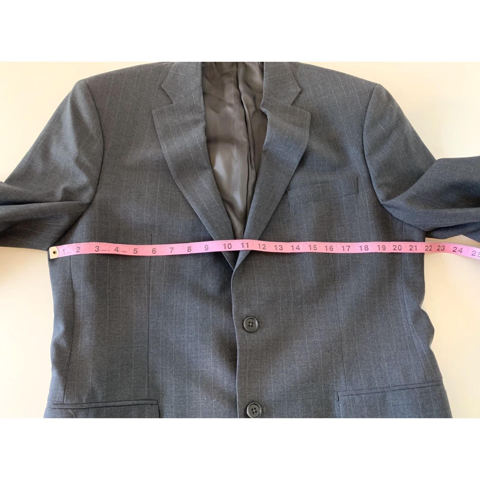 Brooks Brothers BROOKS BROTHERS Blazer 2 Button Wool Blend Charcoal Striped 42R Mens Suit Jacket Size 42R - 3 Thumbnail