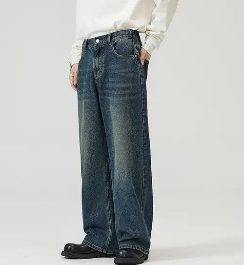 Japanese Brand × Jean Washed distressed straight loose baggy jeans Size US 32 / EU 48 - 3 Thumbnail