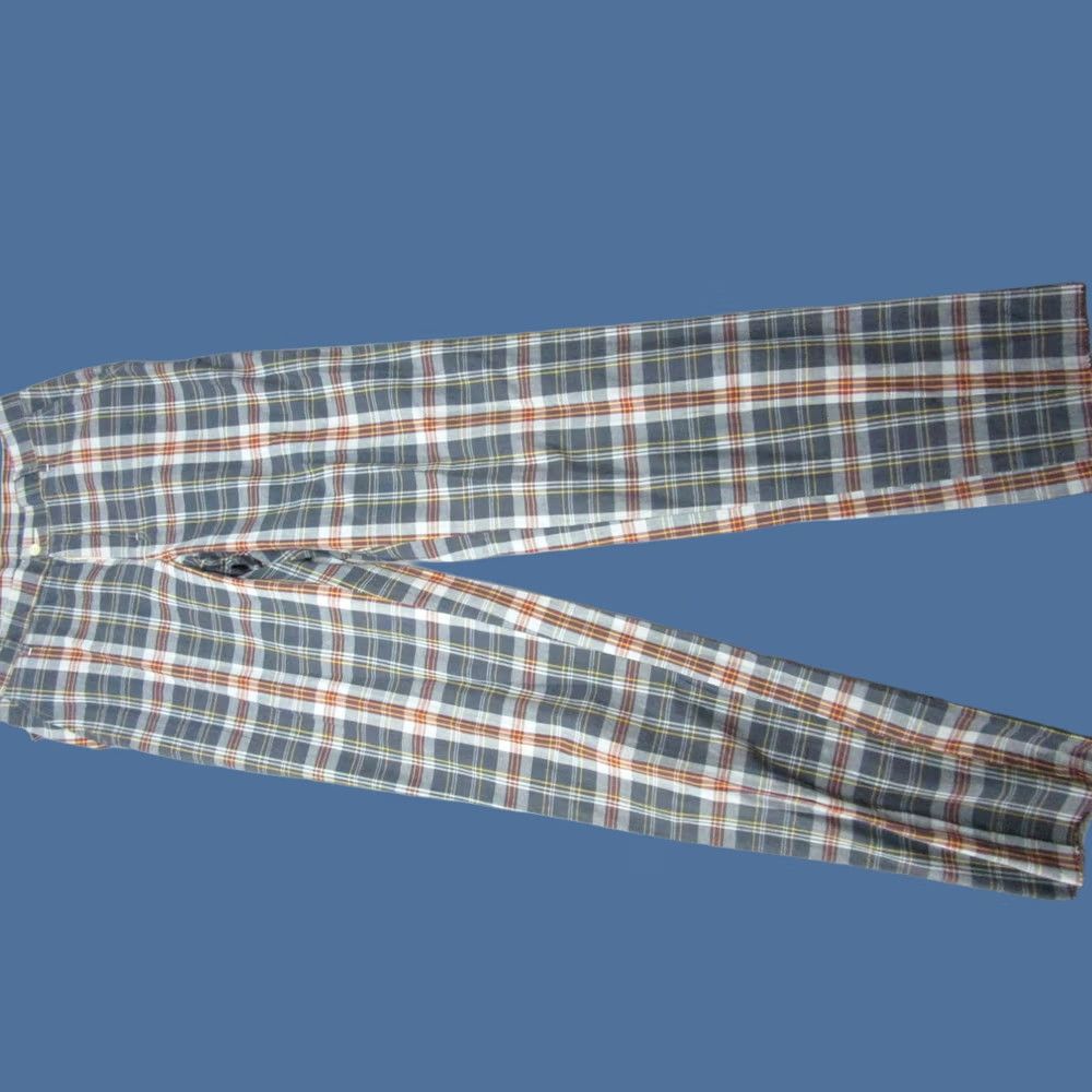 Bills Khakis Bills Khakis Pants Mens 33x38 Blue Derby Plaid Raw Hem Parker Preppy Chino USA Size US 33 - 1 Thumbnail