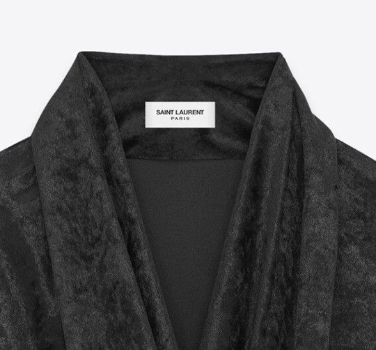 Saint Laurent Paris o1s1wg111224 Velvet Wrap-Over Jersey Tops in Black Size US S / EU 44-46 / 1 - 3 Thumbnail