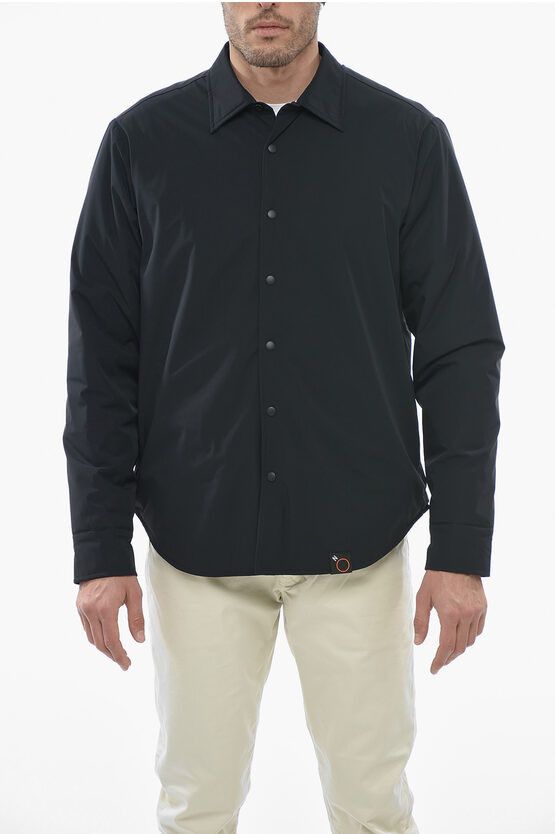 image of Aspesi Nord Nylon Re-Shirt Overshirt With Snap Buttons in Blue, Men's (Size 2XL)
