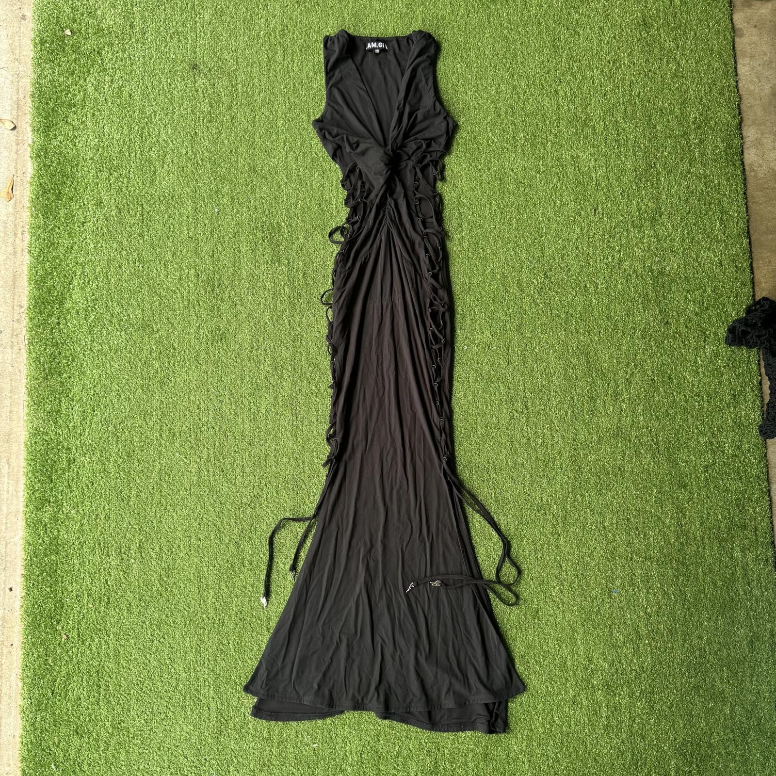 Designer I.A.M.G.I.A Black Maxi Dress with Adjustable Ties Size ONE SIZE - 2 Thumbnail