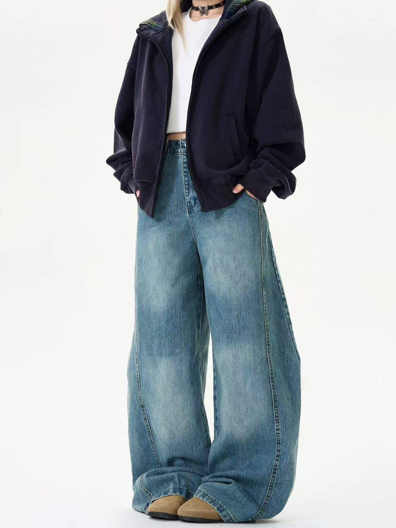 Vintage Retro men's loose cleanfie wide-leg casual scimitar jeans Size US 32 / EU 48 - 3 Thumbnail