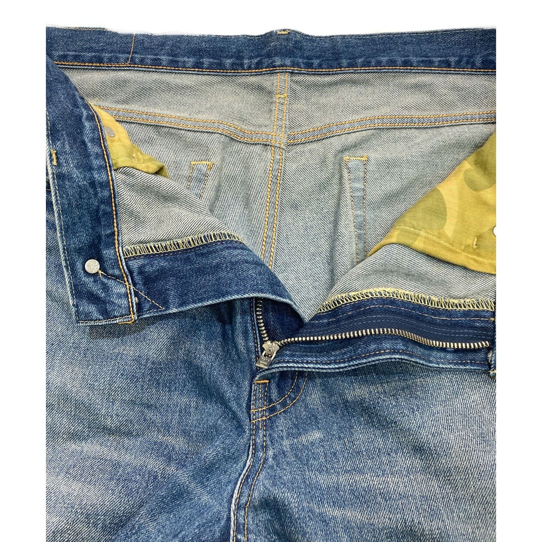 Bape A BATHING APE APE HEAD DENIM PANTS 001DPK201006M Indigo 2XL Size US 35 - 3 Thumbnail