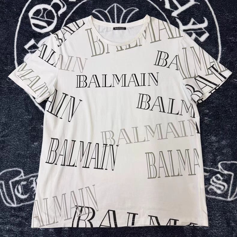 Balmain BALMAIN All-Over Print White Short Sleeve T-shirt Q10 Size US L / EU 52-54 / 3 - 1 Thumbnail