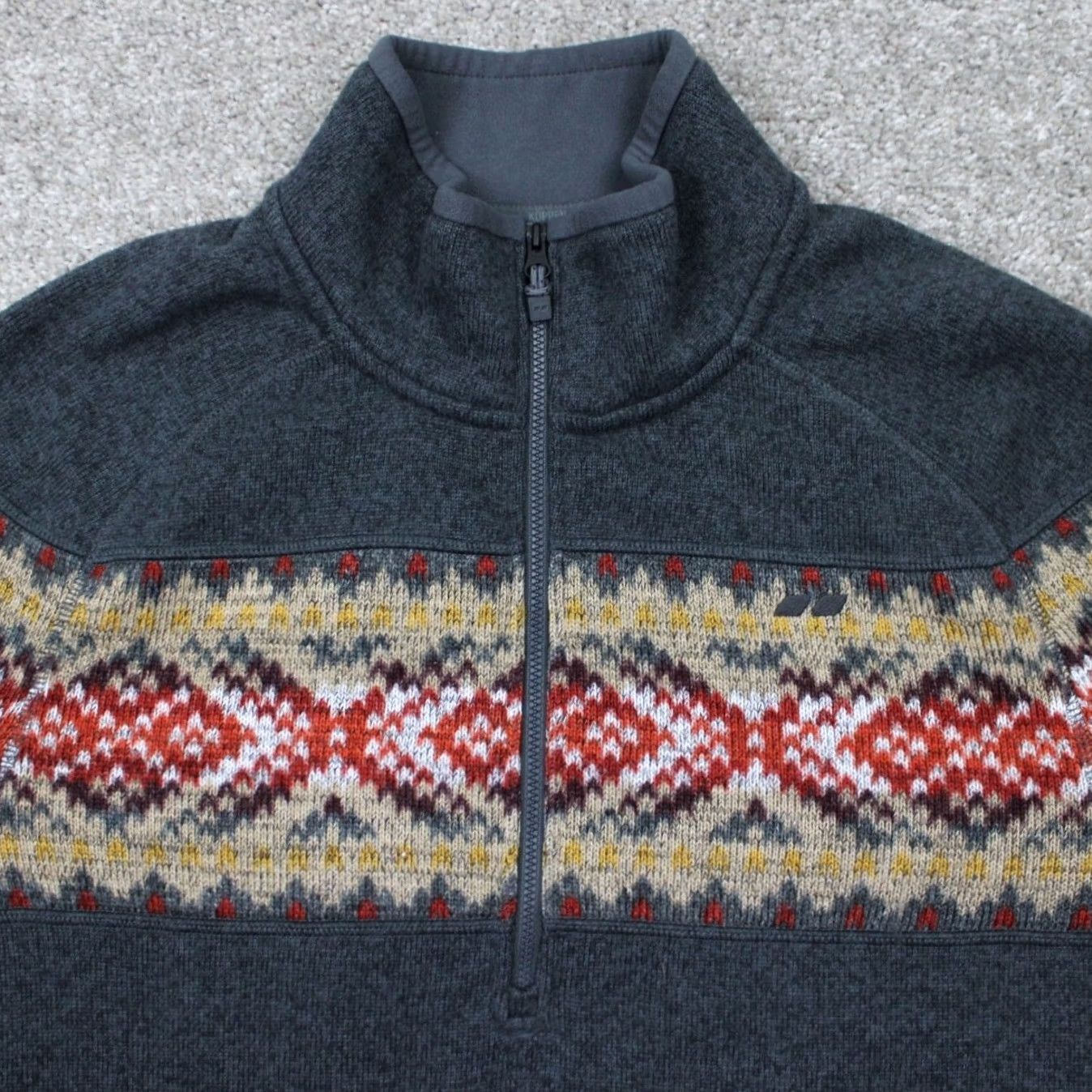 Vintage Koppen Sweater Mens Large Gray/Red/Yellow 1/4 Zip Pullover Sweatshirt Size US L / EU 52-54 / 3 - 5 Thumbnail