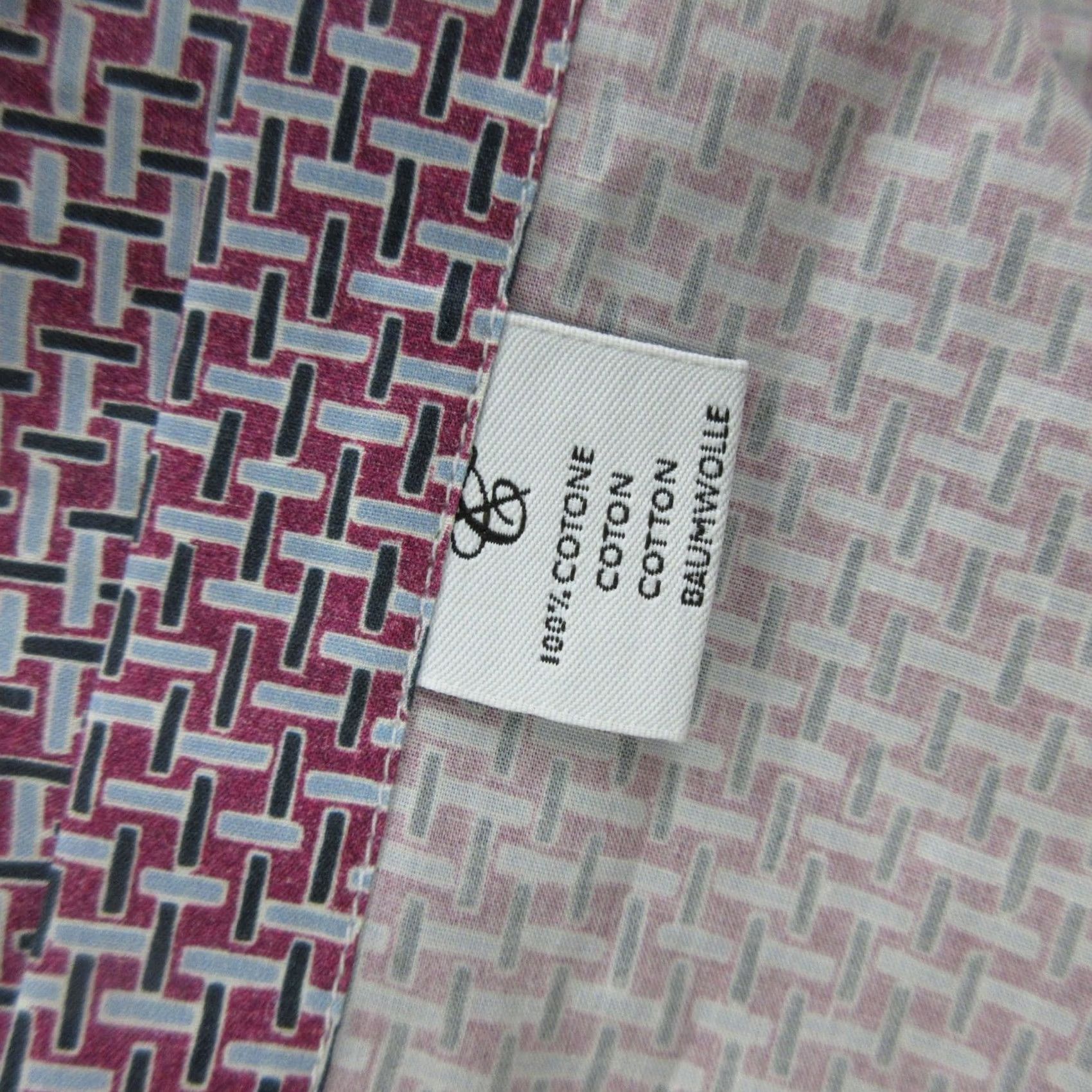 Canali Canali Shirt Mens Large Pink Geometric Made In Italy Dress Shirt Long Sleeve Size 42R - 7 Thumbnail