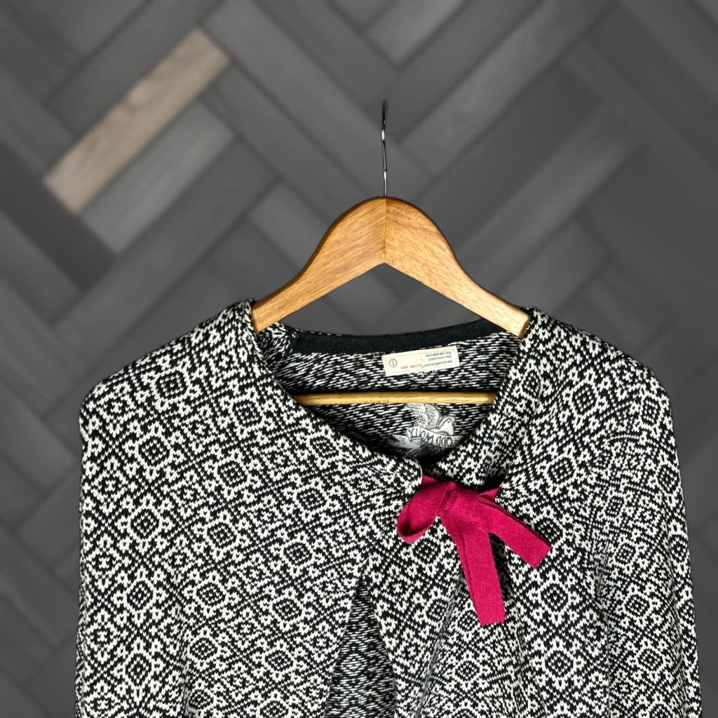 Vintage Odd Molly Boho Cotton Jacket Size 1 White Geometric Pattern Bow Jacket Womens Size XS / US 0-2 / IT 36-38 - 1 Thumbnail