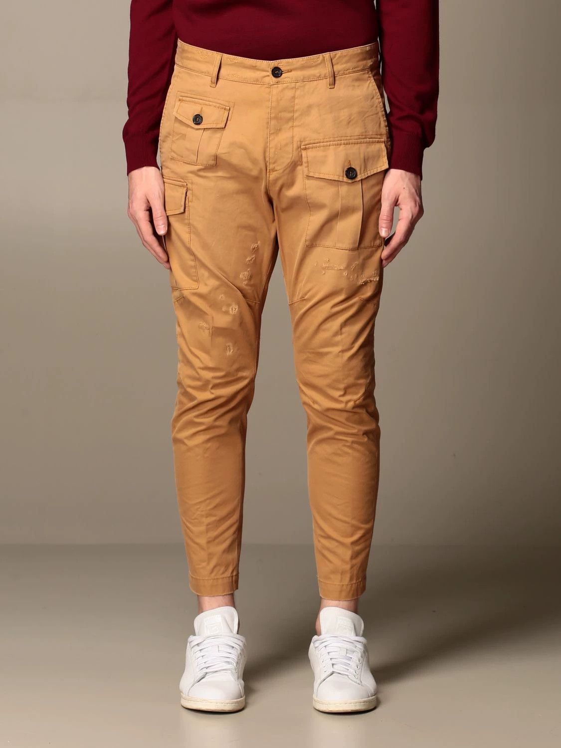 Dsquared2 Brown Cargo Pants with Distressed Details - Size 28 Size US 28 / EU 44 - 1 Thumbnail