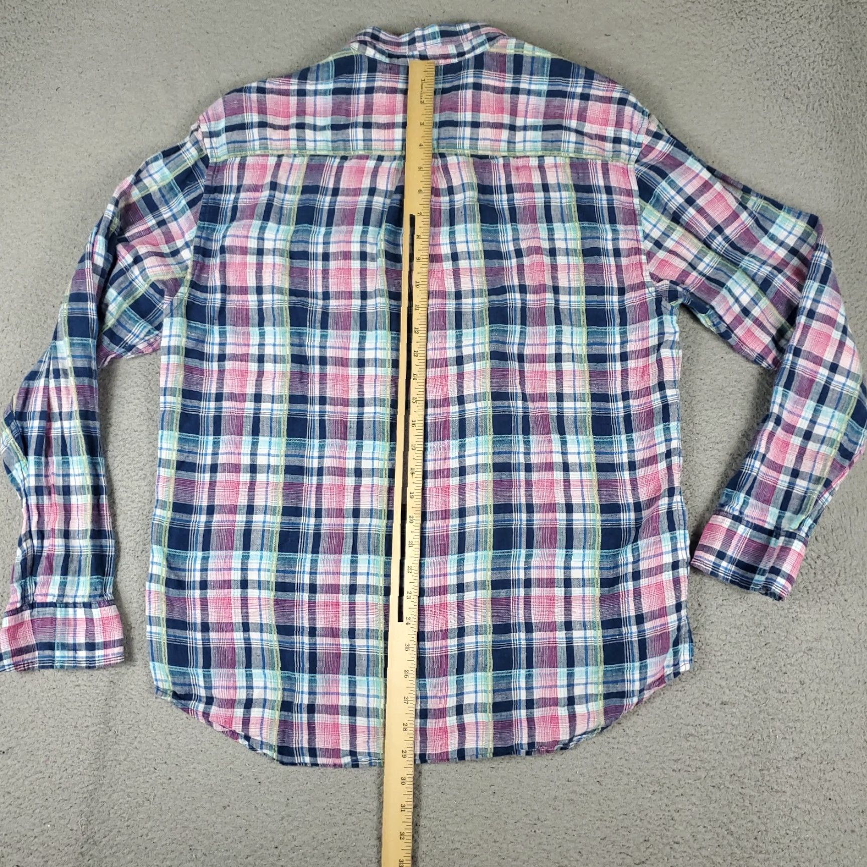Tommy Bahama Tommy Bahama Relax Shirt Mens Large Blue Pink Linen Plaid Button Up Long Sleeve Shirt Size US L / EU 52-54 / 3 - 3 Thumbnail
