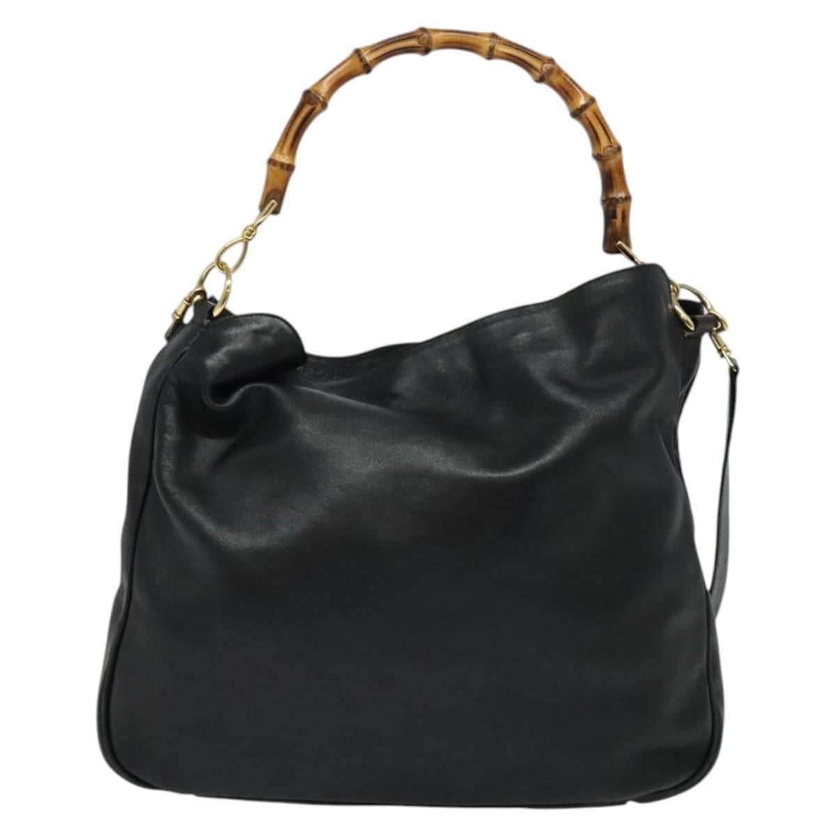 Gucci GUCCI Bamboo Handbag Leather Black Gold 001 2123 001 2123 Size ONE SIZE - 3 Thumbnail
