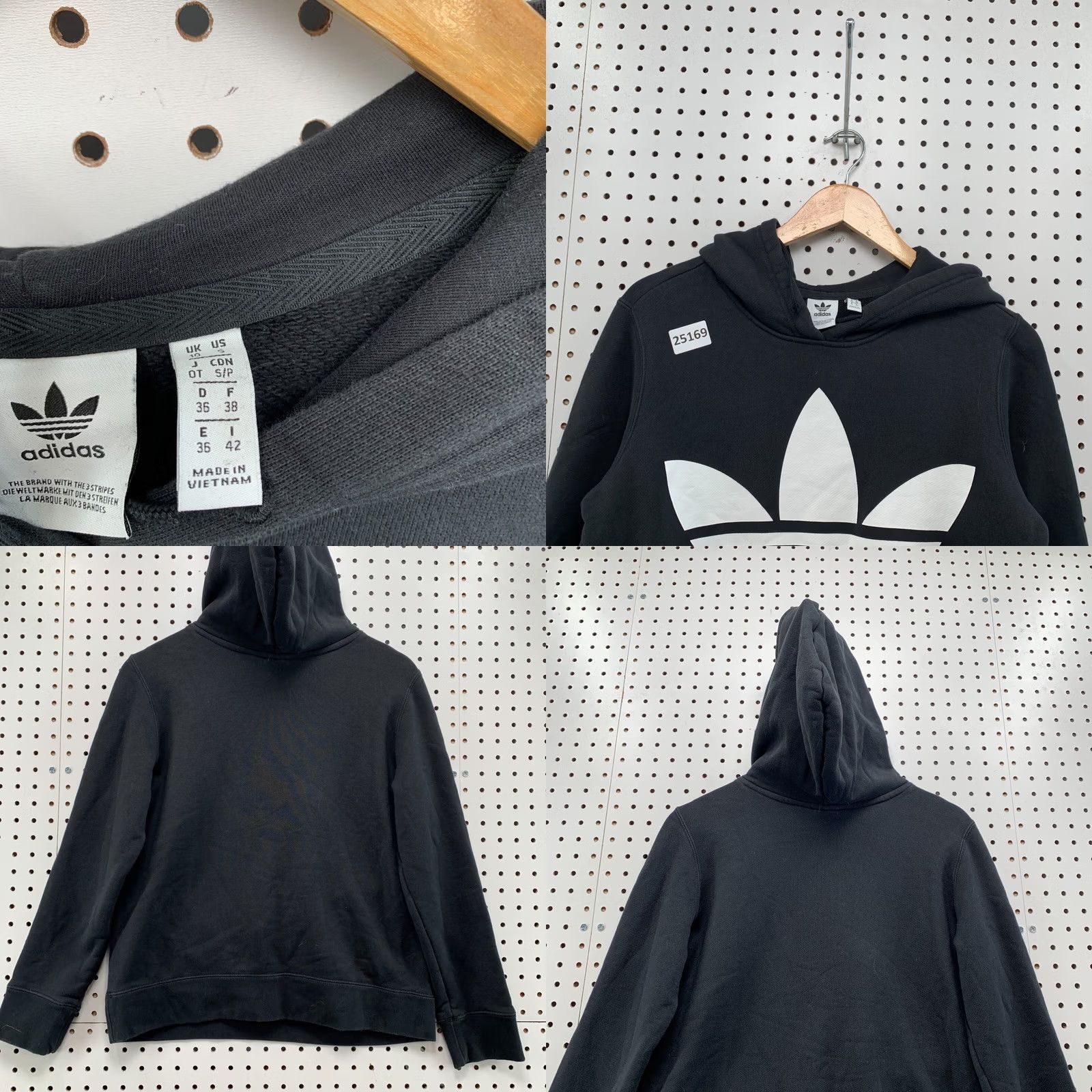 Adidas Adidas Originals Hooded Sweatshirt Black White Trefoil Logo Womens Small XS? Size S / US 4 / IT 40 - 8 Thumbnail