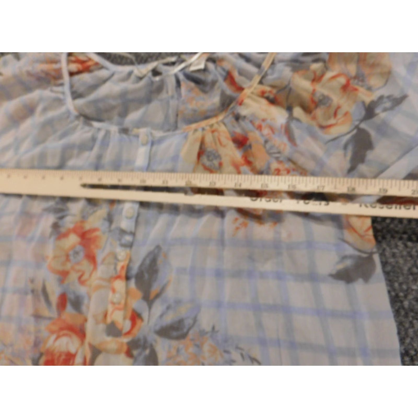 Vintage LC Lauren Conrad Blouse Womens XS Blue Floral Sheer Crew Neck Pullover Casual Size XS / US 0-2 / IT 36-38 - 6 Thumbnail