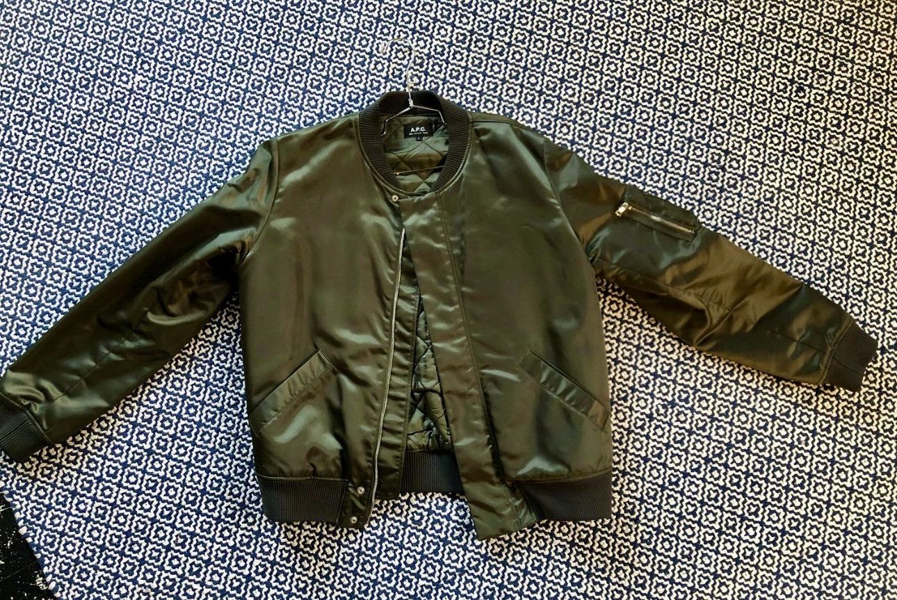 image of A P C Bomber Jacket, Olive Green, Men's (Size Medium)