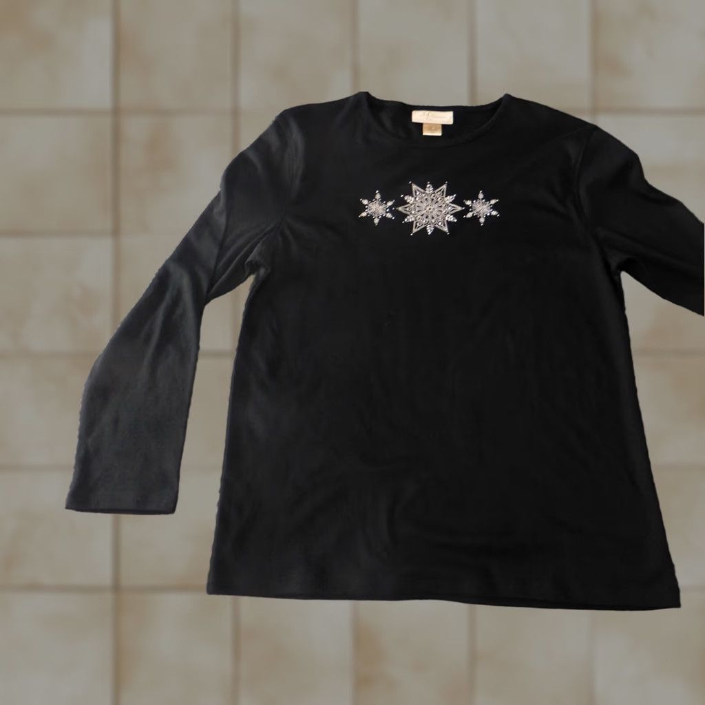 Vintage M&C Sportswear Sweatshirt Womens Pullover L Black Crew Neck Zip Stretch Logo Designer Activewear Size L / US 10 / IT 46 - 1 Thumbnail
