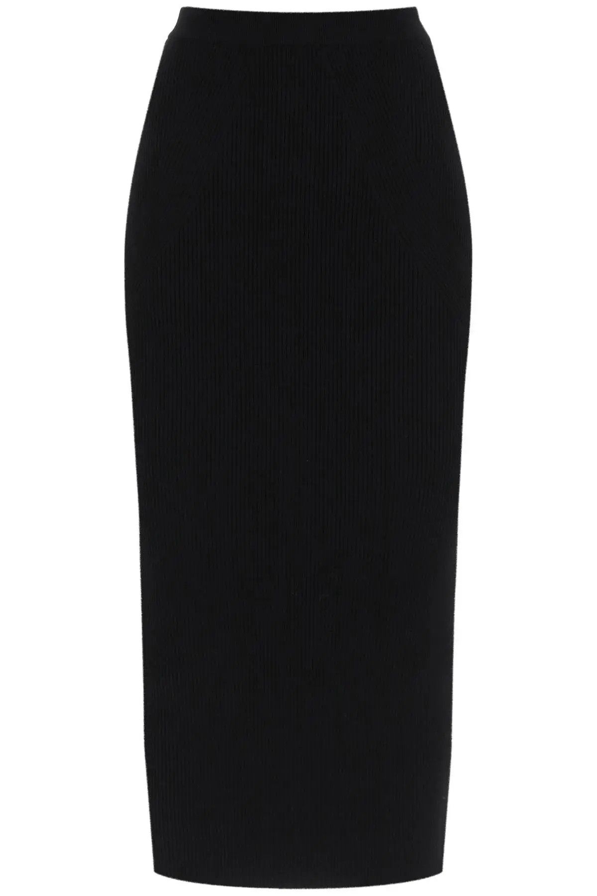 image of Alexander Mcqueen O1S22I1N1123 Ribbed-Knit Pencil Skirt In Black, Women's (Size 32)