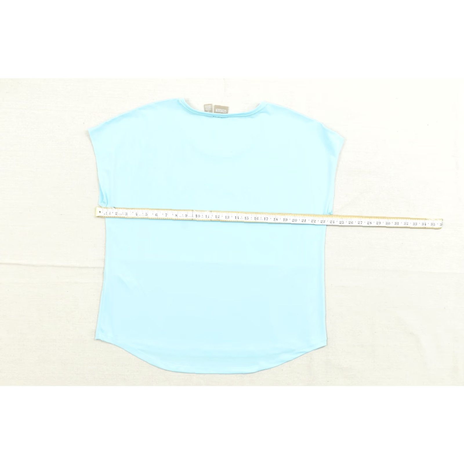 Vintage Chico's Women's Top Size 3 Aqua Blue Cap Sleeve Scoop Neck Knit Stretch Polyester Size XS / US 0-2 / IT 36-38 - 3 Thumbnail