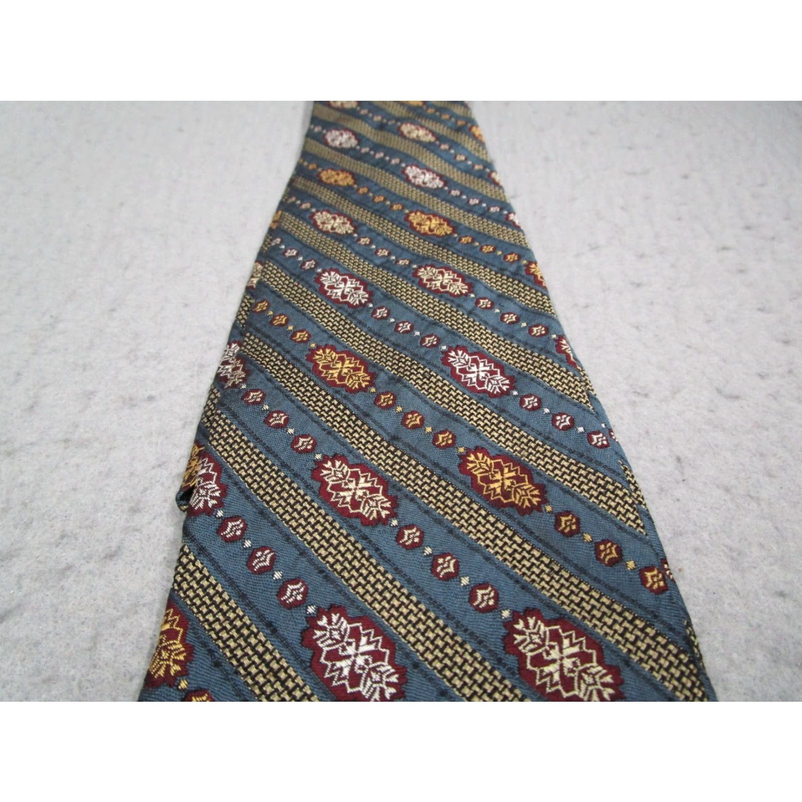 Vintage Barneys New York Neck Tie Mens Silk Blue Abstract Geometric Classic 57"-60" 100% Silk Size ONE SIZE - 2 Thumbnail