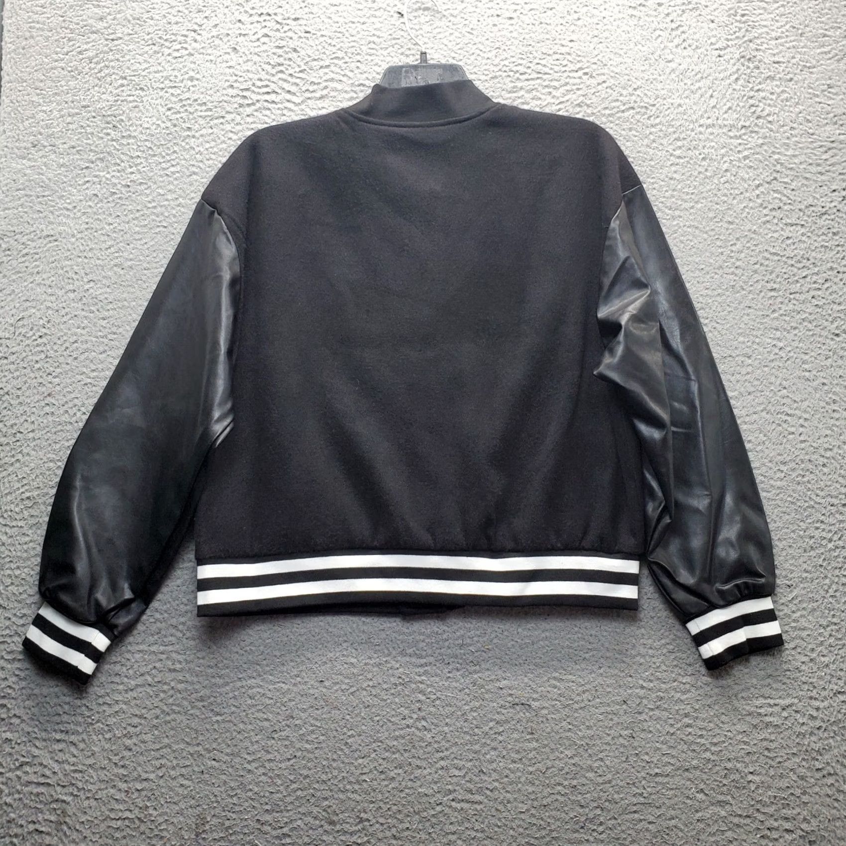Steve Madden Steve Madden Alexandra Bomber Jacket Womens L Black Long Sleeve Snap Button EUC Size L / US 10 / IT 46 - 2 Thumbnail