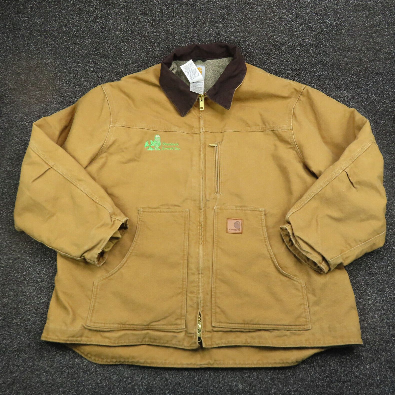 image of Carhartt Jacket Adult 2Xl Brown Canvas Sherpa Lined C61 Cml Workwear Mens in White